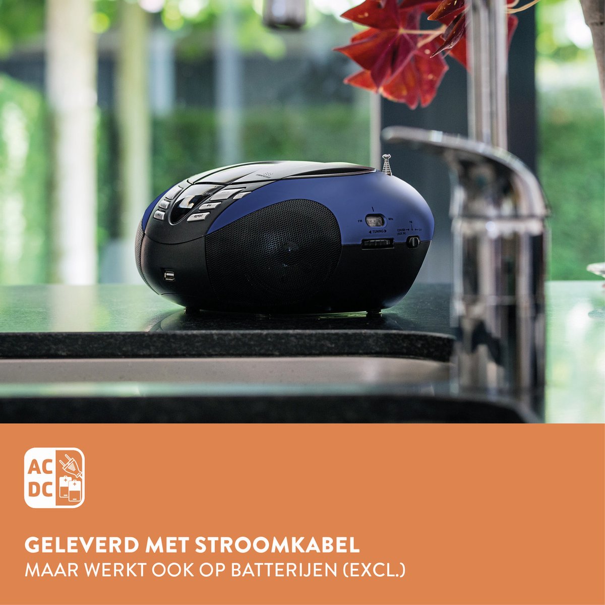 Lenco SCD-37 - Draagbare radio CD speler met MP3 optie en USB - Blauw