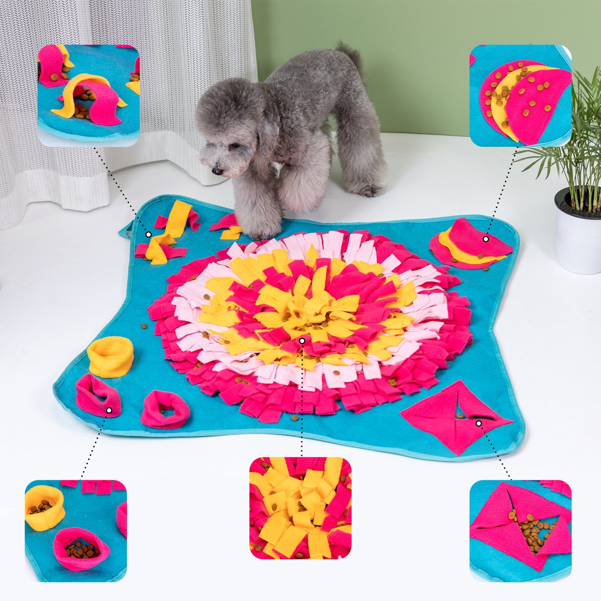 Nobleza Snuffelmat hond - honden speelmat - hondenspeelgoed - fleece - snackmat - 70 x 70 cm