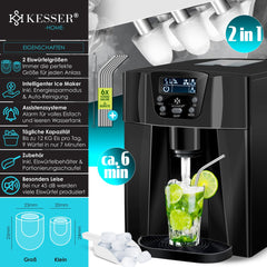 IJsblokjesmachine – 12kg/24 uur – IJsmachine - IJsblokjesmaker - Zwart - KESSER® •