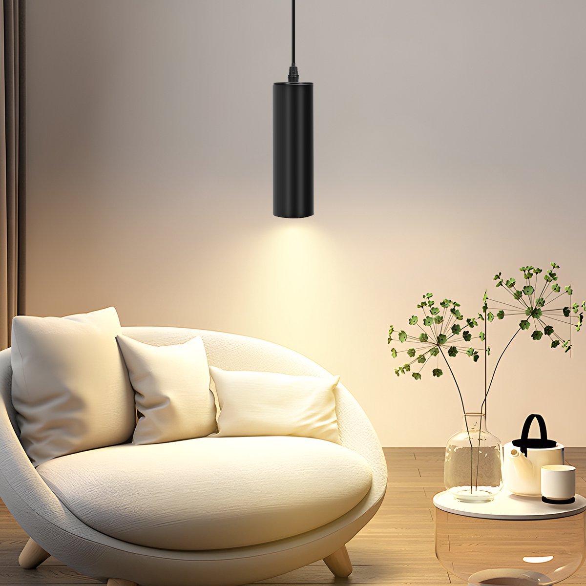Hanglamp Industrieel - GU10 Fitting - 2 stuks - Zwart - Aigostar