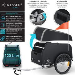 KESSER® Fietskar - Fietsaanhanger - Lichtgrijs / Antraciet