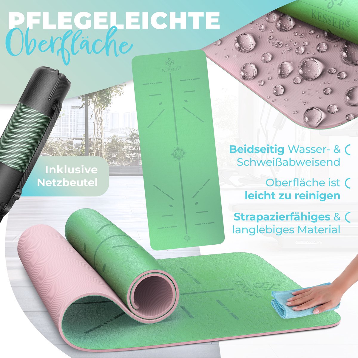 Yoga mat - Fitness mat - Sport mat - Anti slip - Extra dik - Groen
