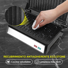 Aigostar Contactgrill - Panini Grill - 1500W - RVS/Zwart
