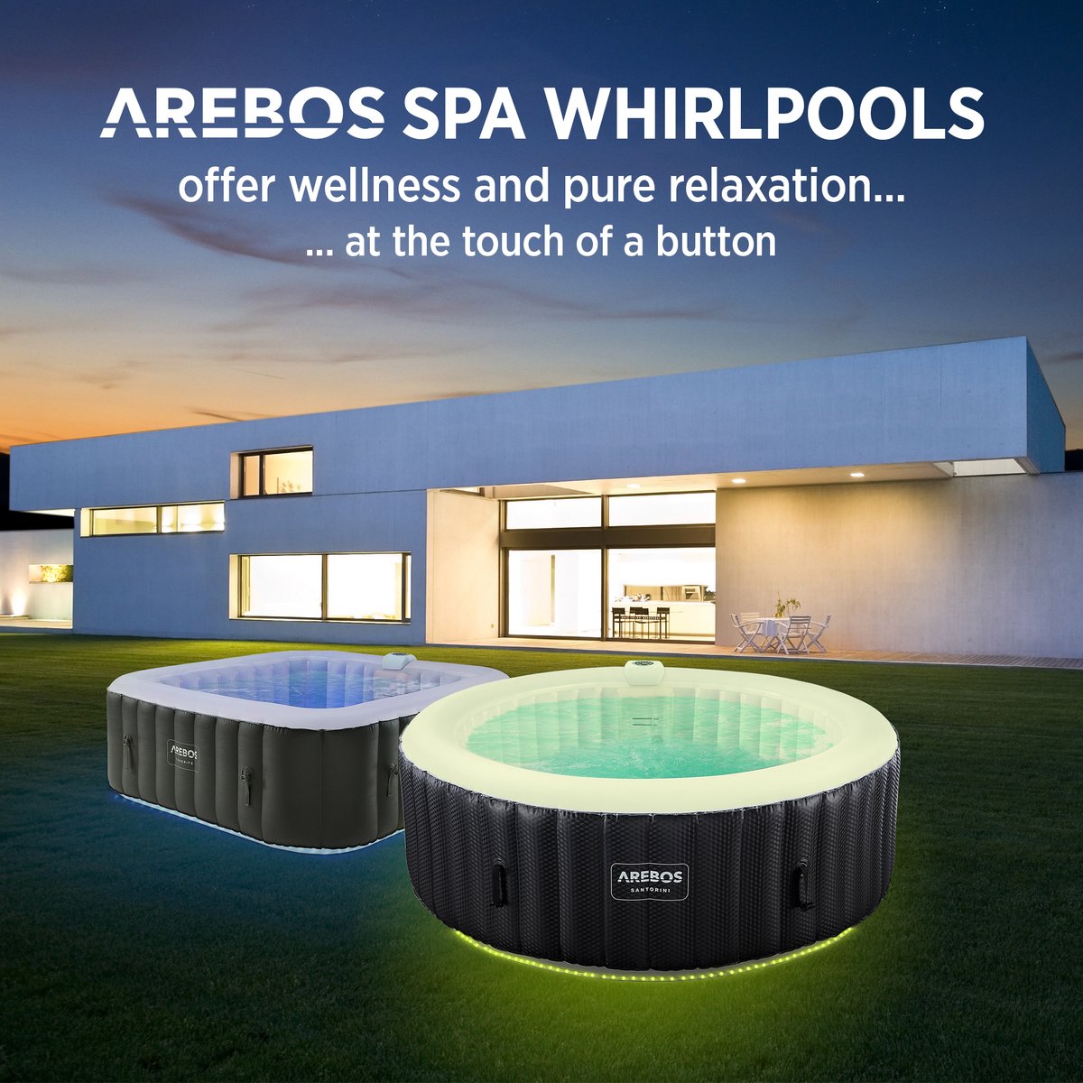 AREBOS Bubbelbad Voor 6 personen - Hottub Ø 208 cm - met Accessoires - met LED