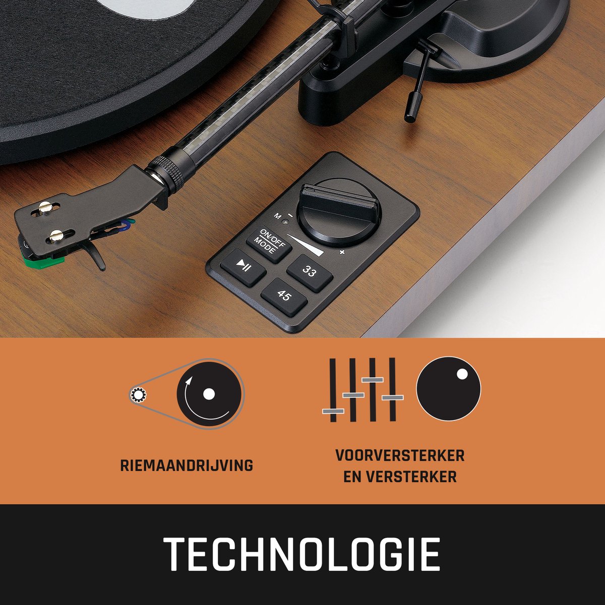 Lenco Platenspeler met Bluetooth - Twee externe Speakers - Ingebouwde Versterker - Lenco Expertise lijn - LS-600WA - Bruin •