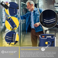 KESSER® Boodschappentrolley - Boodschappenwagen - 56L - tot 50kg  - Marineblauw