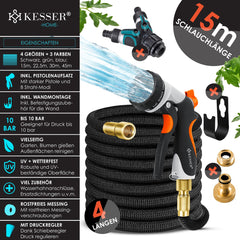 Flexibele Tuinslang - Inc. sproeikop - 15 meter - Zwart