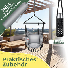 KESSER® XXL Hangstoel - 2 Kussens - Tot 150 kg - Grijs