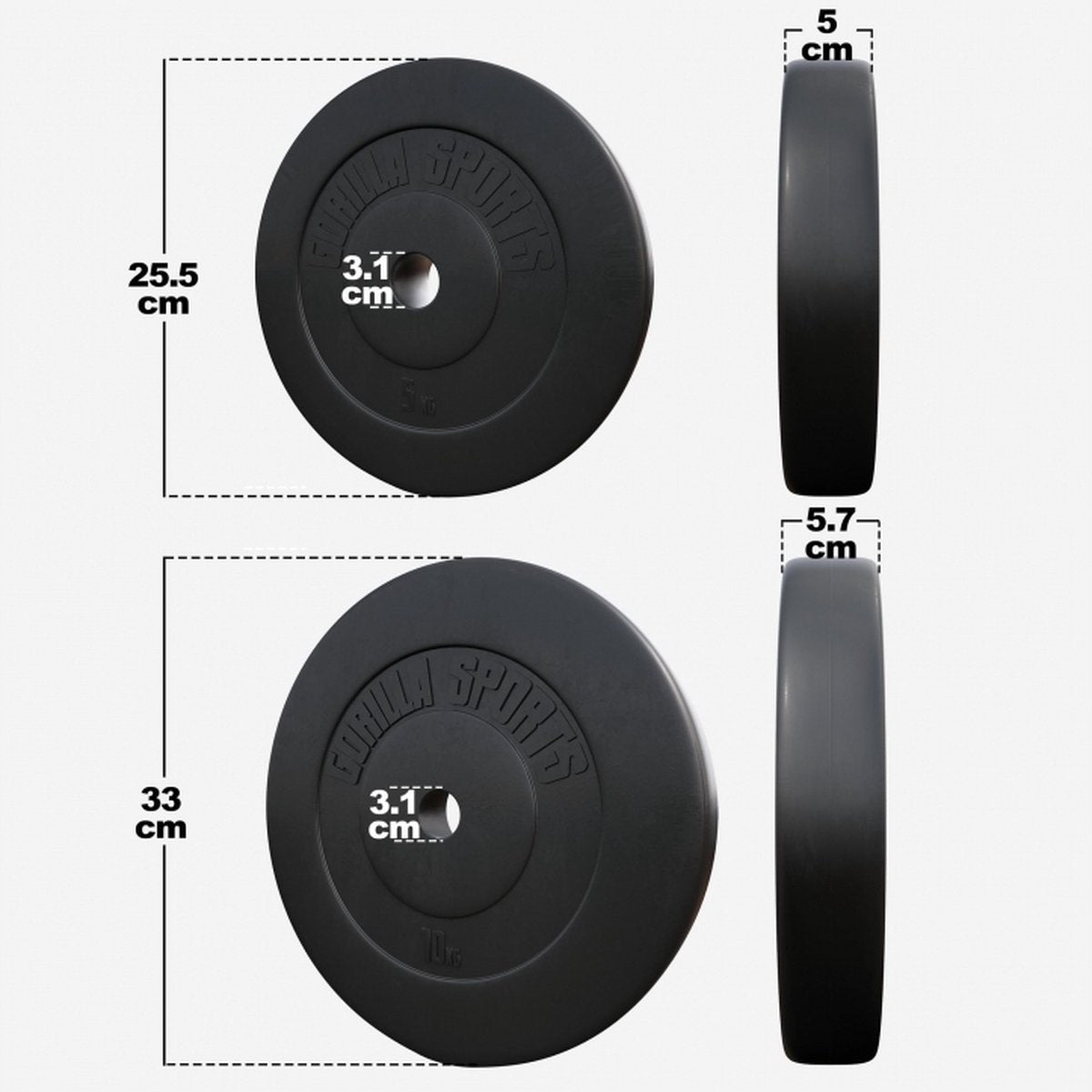 Halterschijven - Halter gewichten - 30 mm - 30 kg - Gorilla Sports®