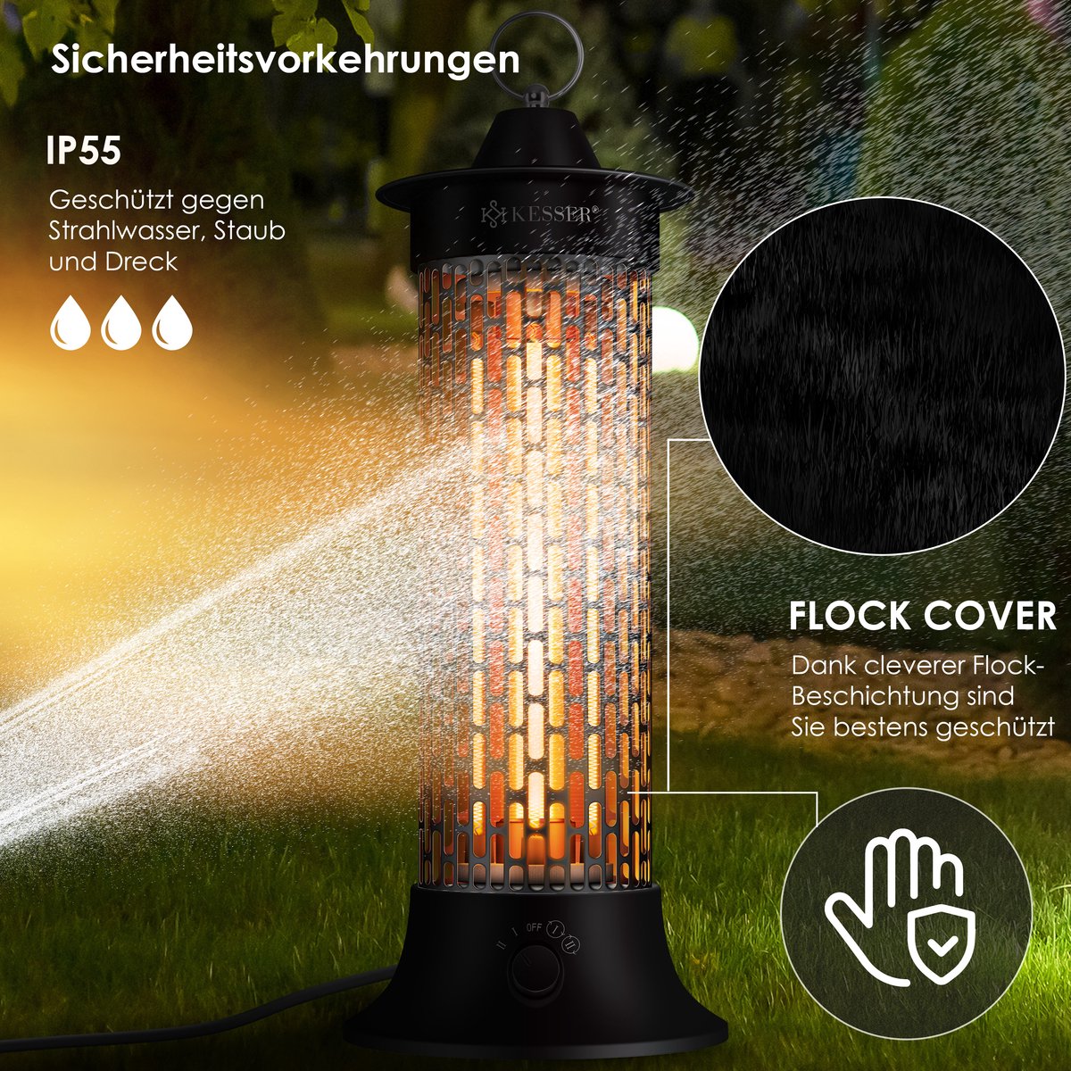 Infrarood Verwarming - Terrasverwarmer - Elektrische Heater - Zwart - KESSER®