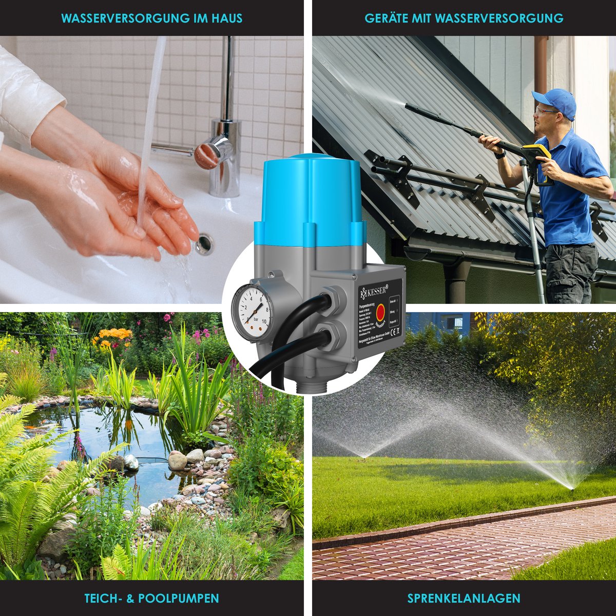 KESSER® Elektronische Drukschakelaar - Waterpomp Dompelpomp - Blauw •