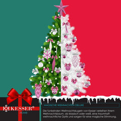 KESSER® Kerstballen 105-delige Kerstversiering Set - Kerstboomversiering met Plastic Doos voor Kerstboom Kerstballen Kerstdecoratie - Roze / Wit