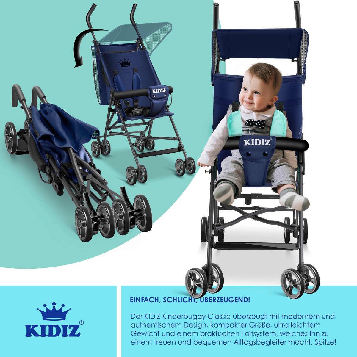 KIDIZ® Kinderwagen - Wandelwagen - Kinderbuggy - Blauw