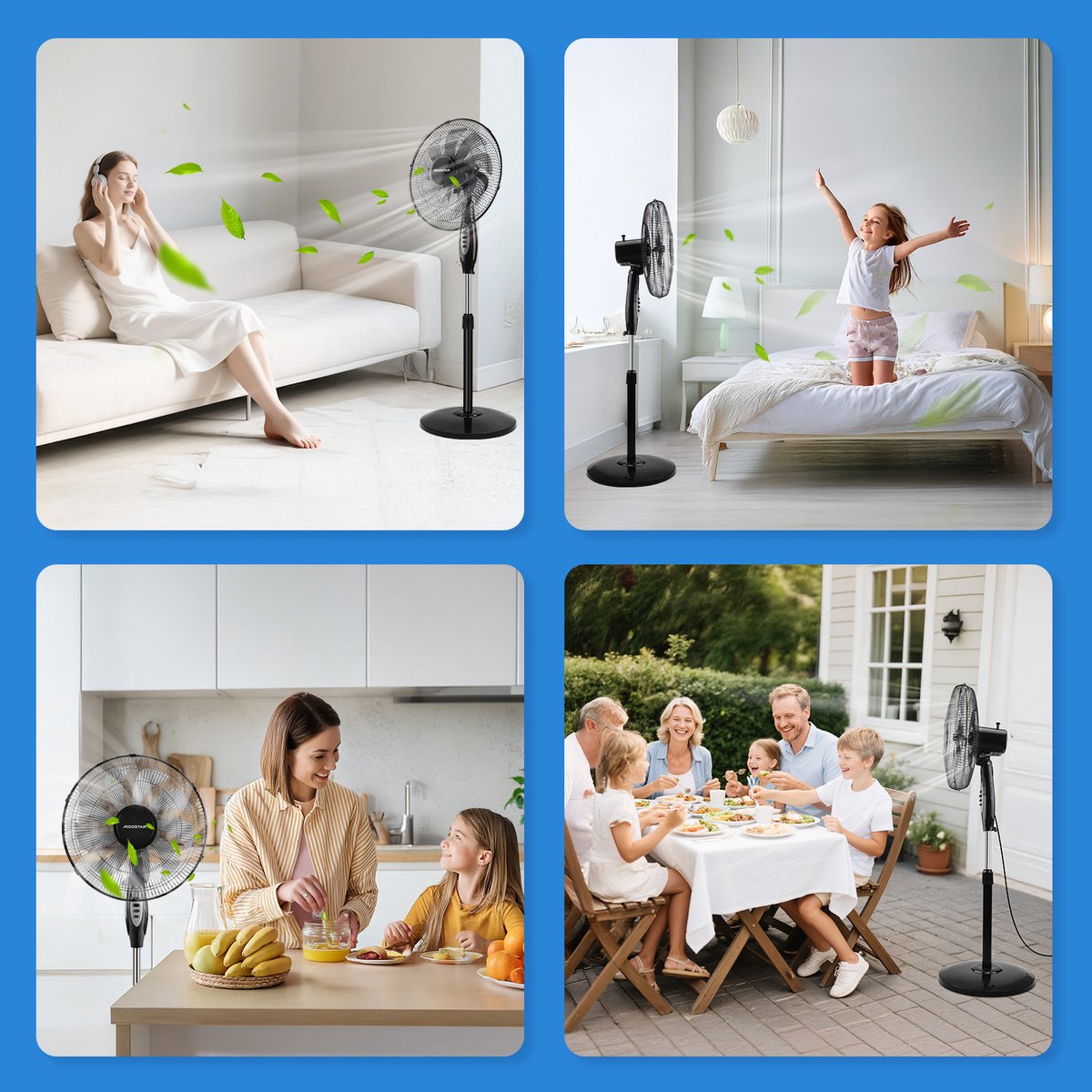Aigostar Statiefventilator - Ventilator Staand - Verstelbaar - 60W - Zwart •