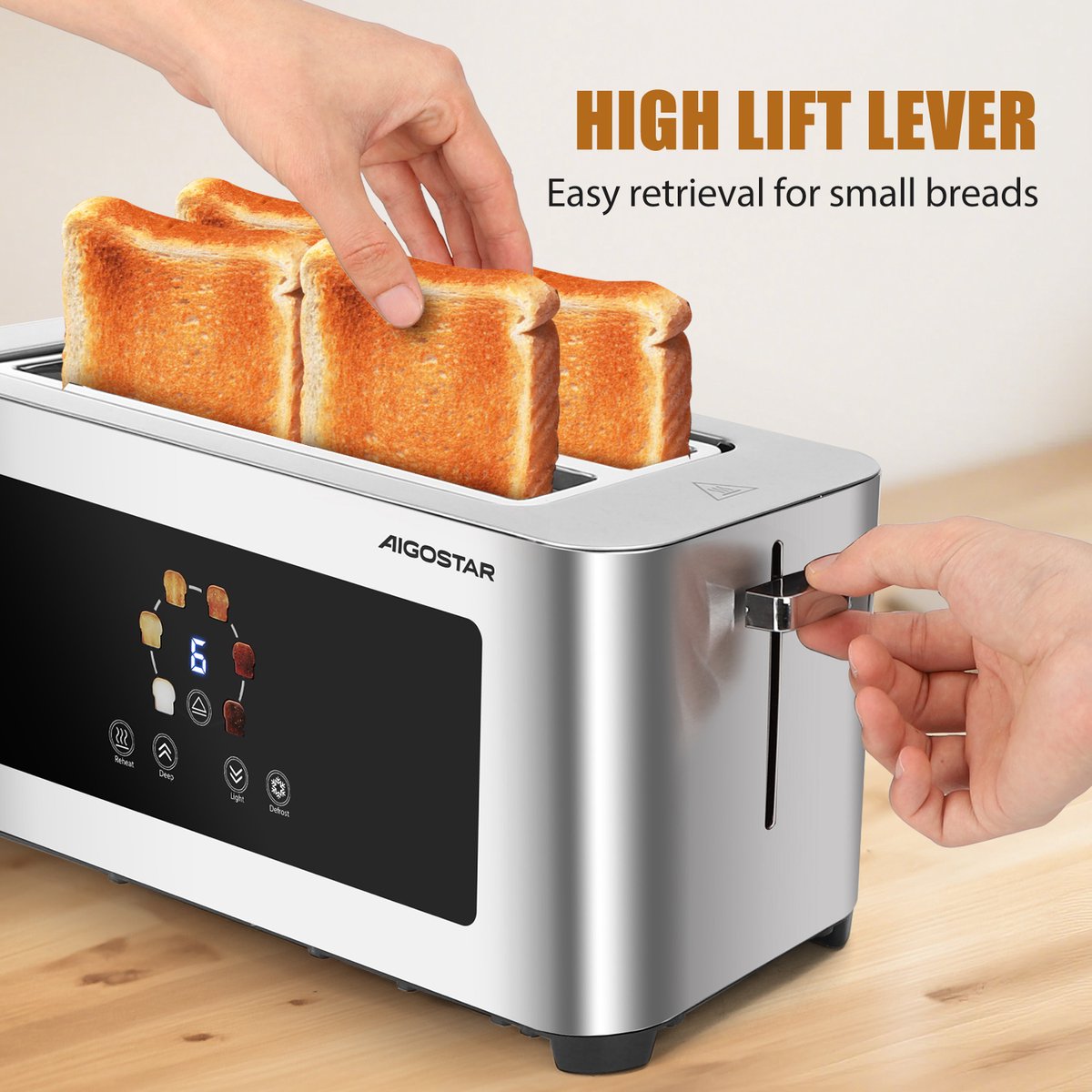 Broodrooster - Toaster - 4 sleuven - 1400W - RVS
