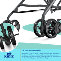 KIDIZ® Kinderwagen - Wandelwagen - Kinderbuggy - Antraciet