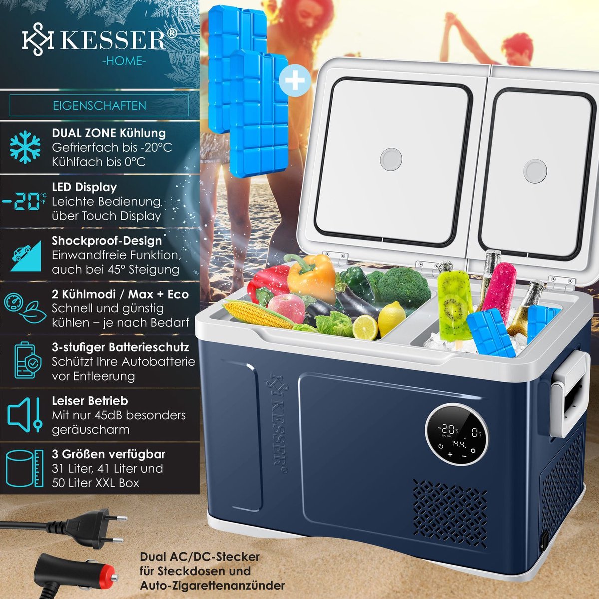 KESSER® Elektrische Koelbox - Compressor - tot -20°C - 40L - Zwart
