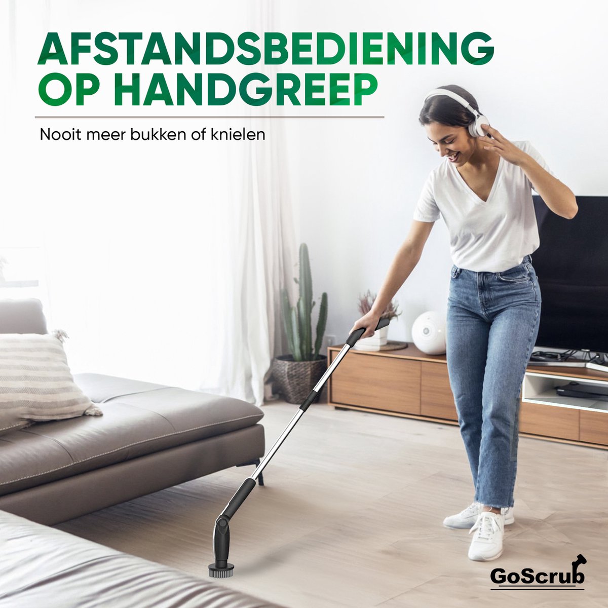 Elektrische Schoonmaakborstel – Elektrische Schrobber - Schrobborstel – Zwart - V1 - GoScrub® •