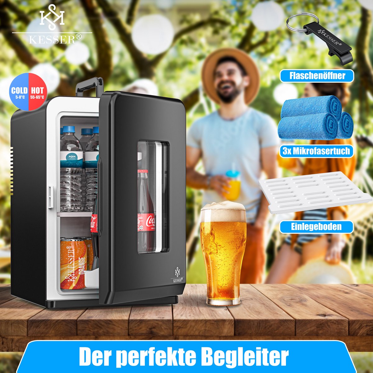 KESSER® Mini-koelkast - 15 Liter - 5-65°C - Zwart
