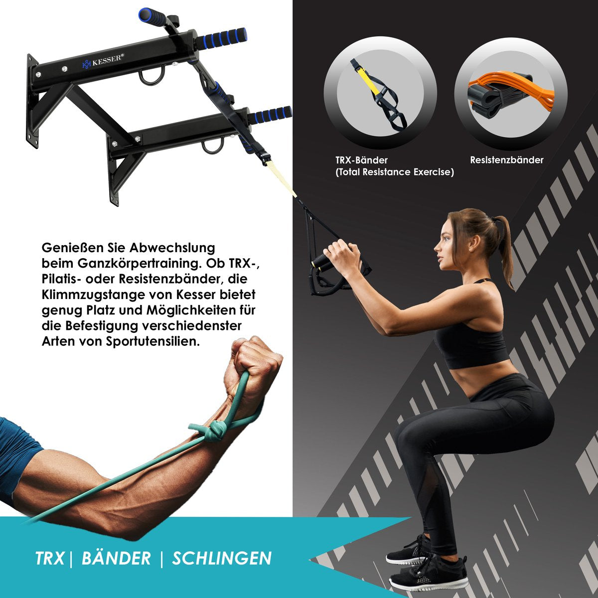 KESSER® Pull up bar - Optrekstang - Wandmontage - Blauw