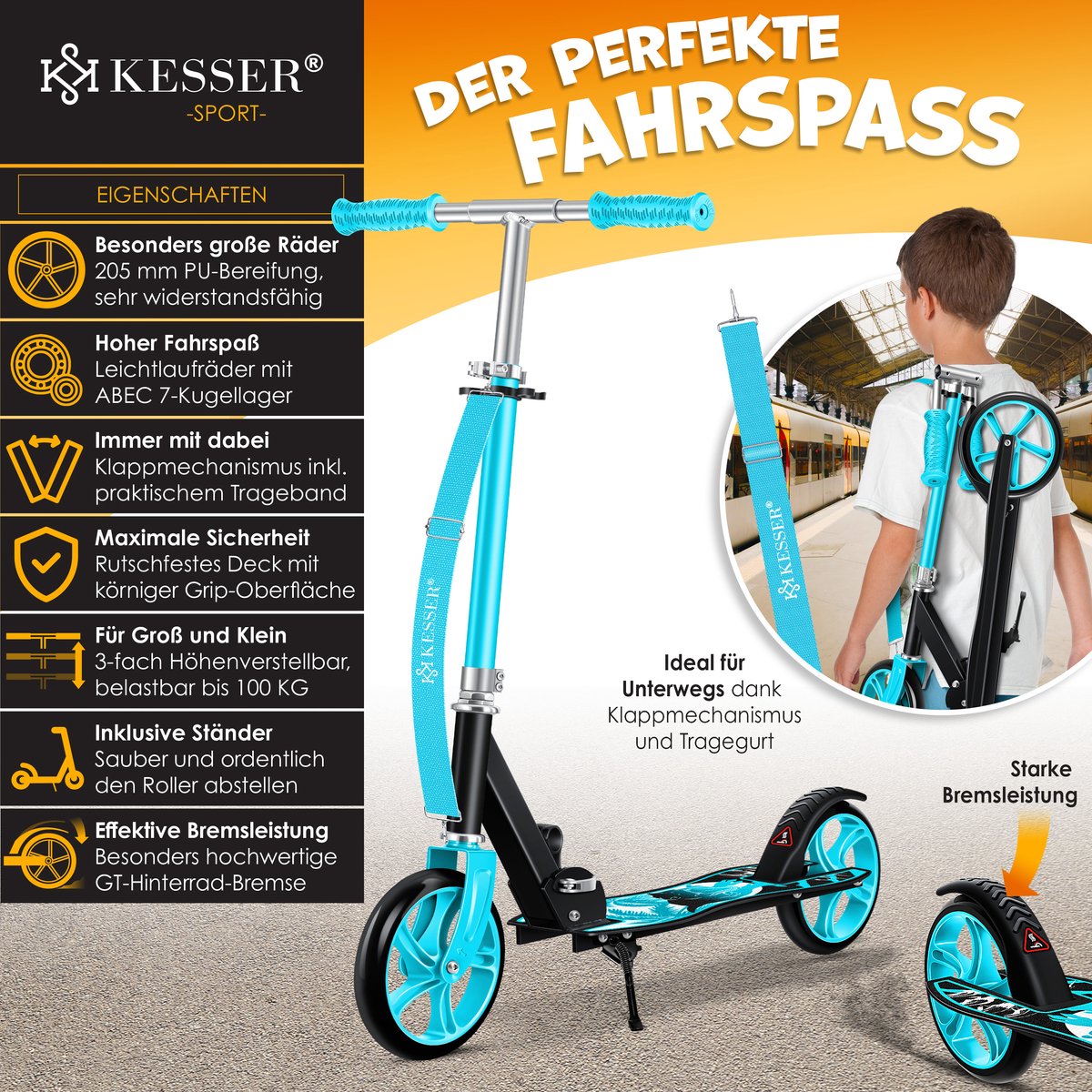 KESSER® Kinderstep - Opvouwbaar - Verstelbaar - Blauw