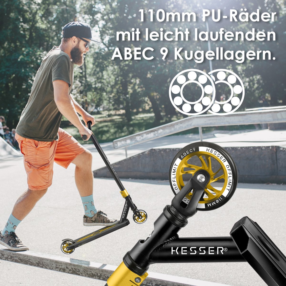 KESSER® Stuntstep - Step voor Volwassenen en Kinderen - Zwart