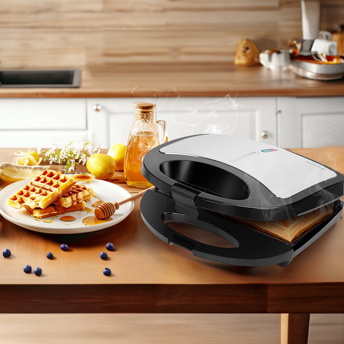 Aigostar Wafelijzer - Anti-Aanbaklaag - 750W - RVS •