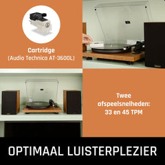Lenco Platenspeler met Bluetooth - Twee externe Speakers - Ingebouwde Versterker - LS-480WD - Hout
