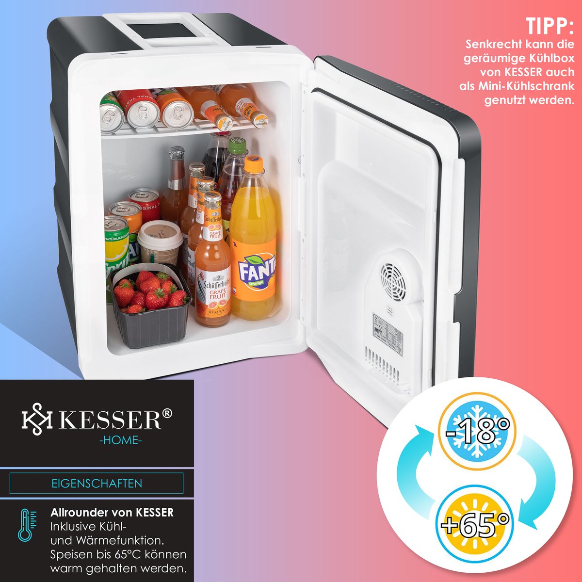 KESSER® Thermo-Elektrische Koelbox – 40L – 12V/230V – Antraciet