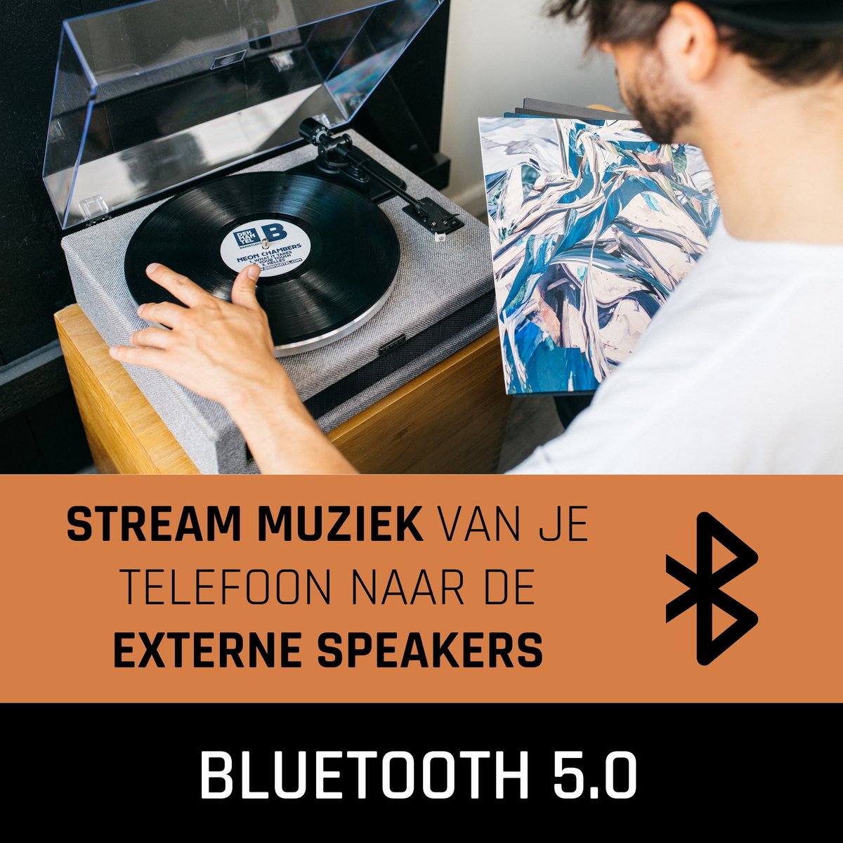 Lenco Platenspeler met Bluetooth - Vier ingebouwde Speakers 40W RMS - LS-440GY - Grijs •