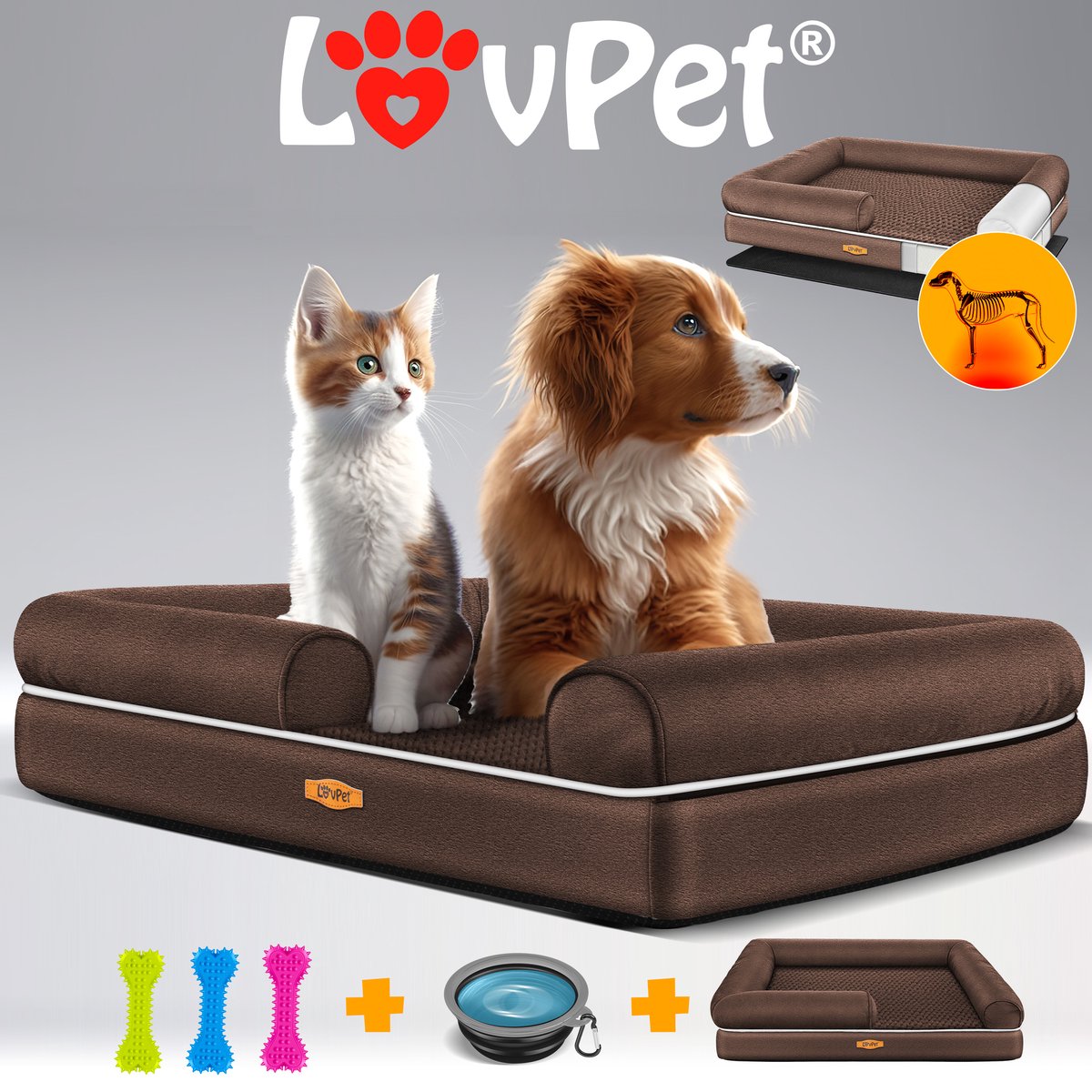 LovPet® Hondenmand - Orthopedisch Hondenbed - 91x71x22cm - Bruin