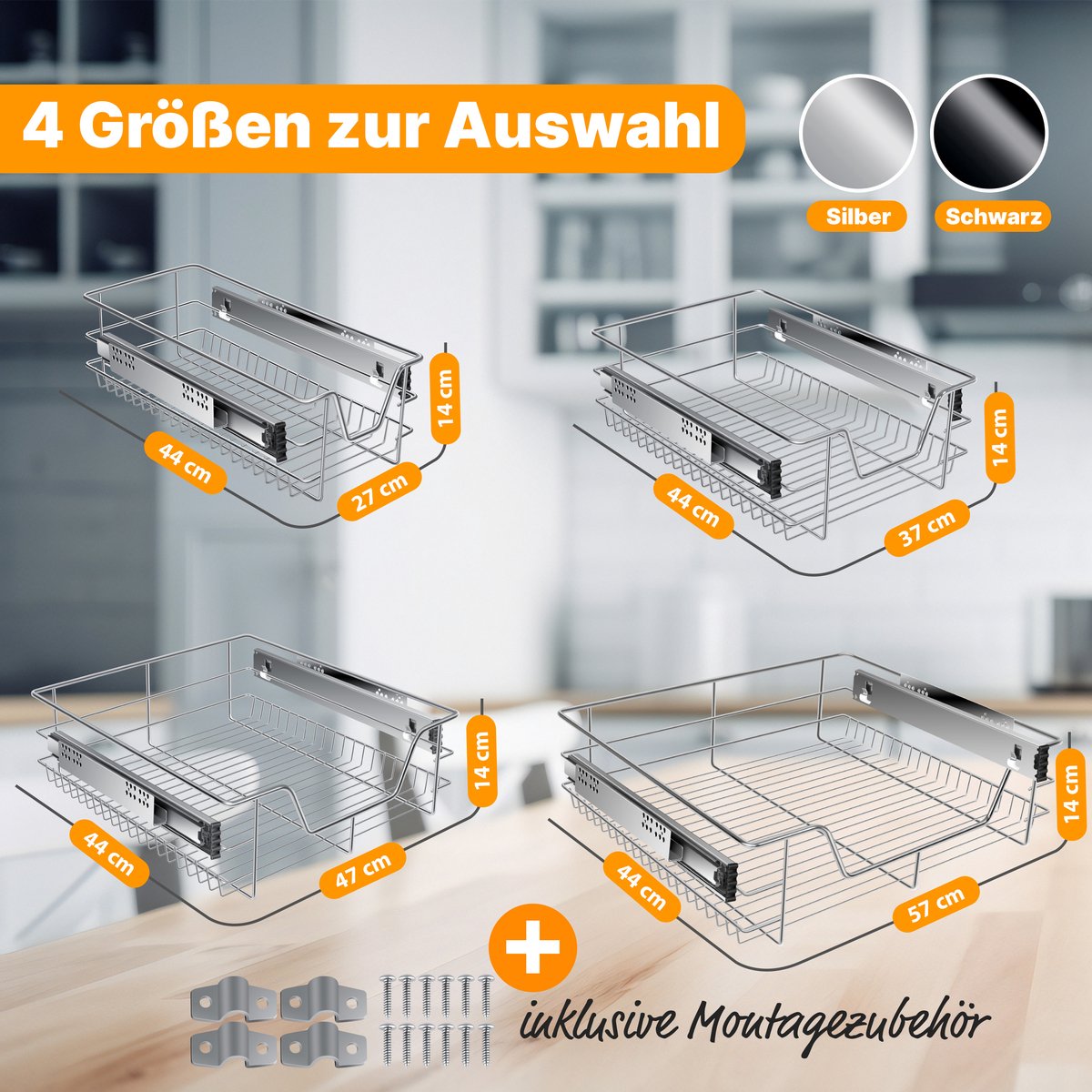 KESSER® Keukenlade - Telescopische lade - 50cm - Zilver
