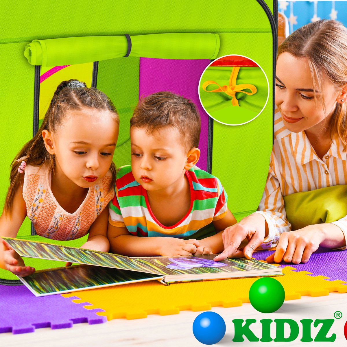 KIDIZ® Ballenbak Speeltent - Kindertent met 200 ballen - Ballenbad Speelhuis - Ideaal voor huis & tuin - Tunnel - XXL