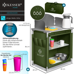 KESSER® Campingkeuken Opvouwbaar - Kampeerkeuken - Khaki