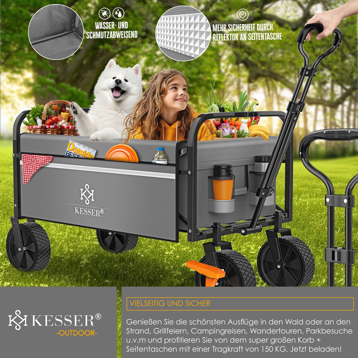 KESSER® Bolderkar - Opvouwbaar - Bolderwagen - Grijs