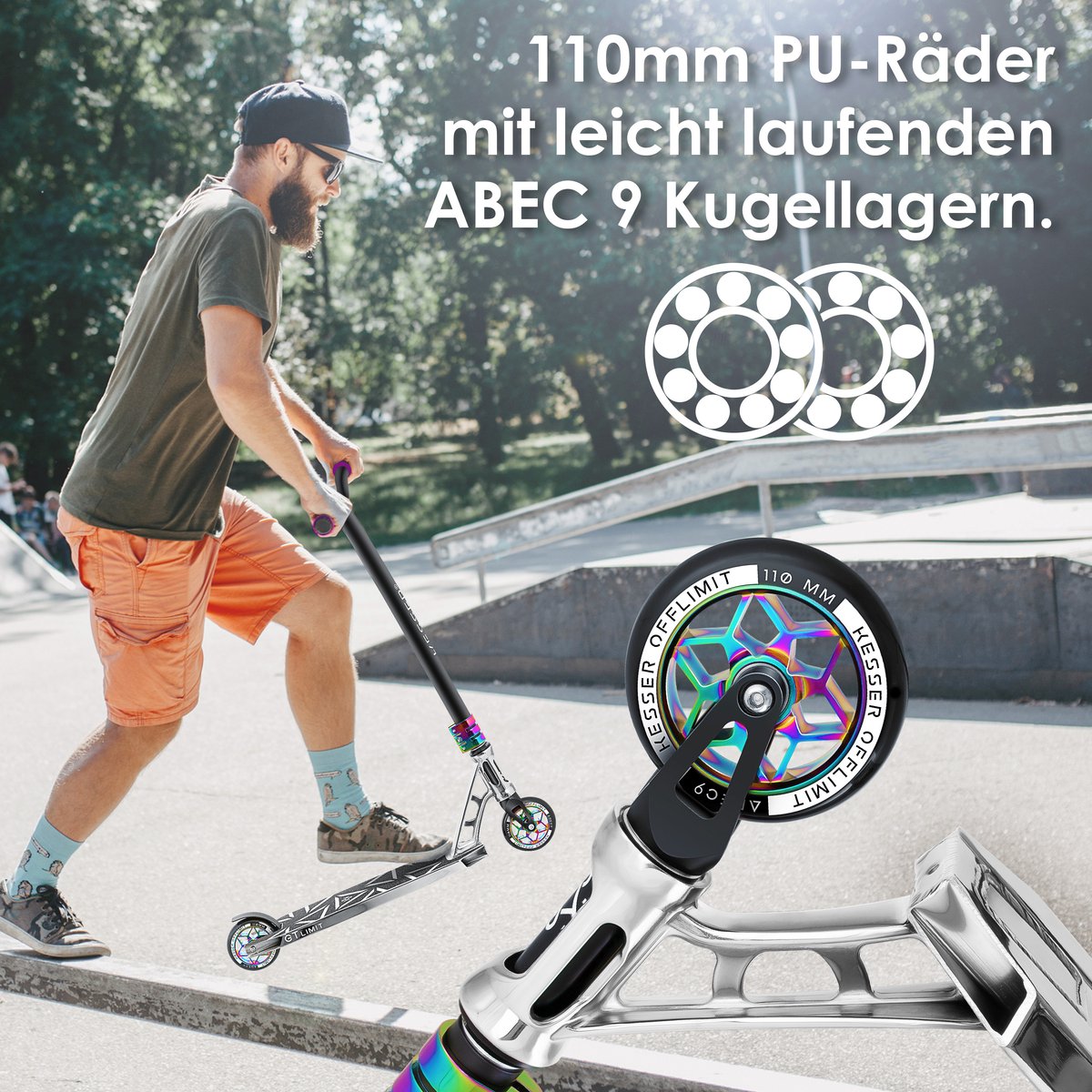 KESSER® Stuntstep voor Volwassenen en Kinderen - Kinderstep - Zilver