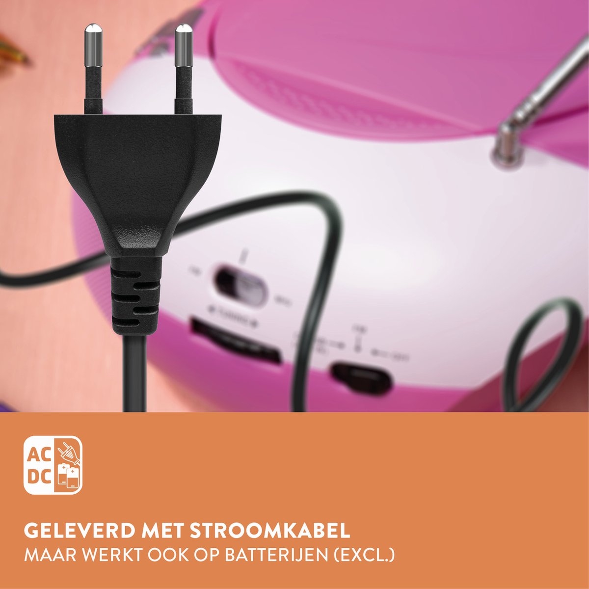 Lenco SCD-37 - Draagbare radio CD speler met MP3 optie en USB - Roze