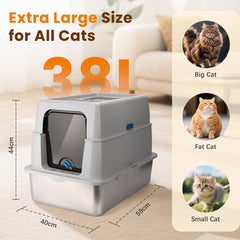 Kattenbak XXL - Kattentoilet - 59x40x44 cm - Grijs - Nobleza