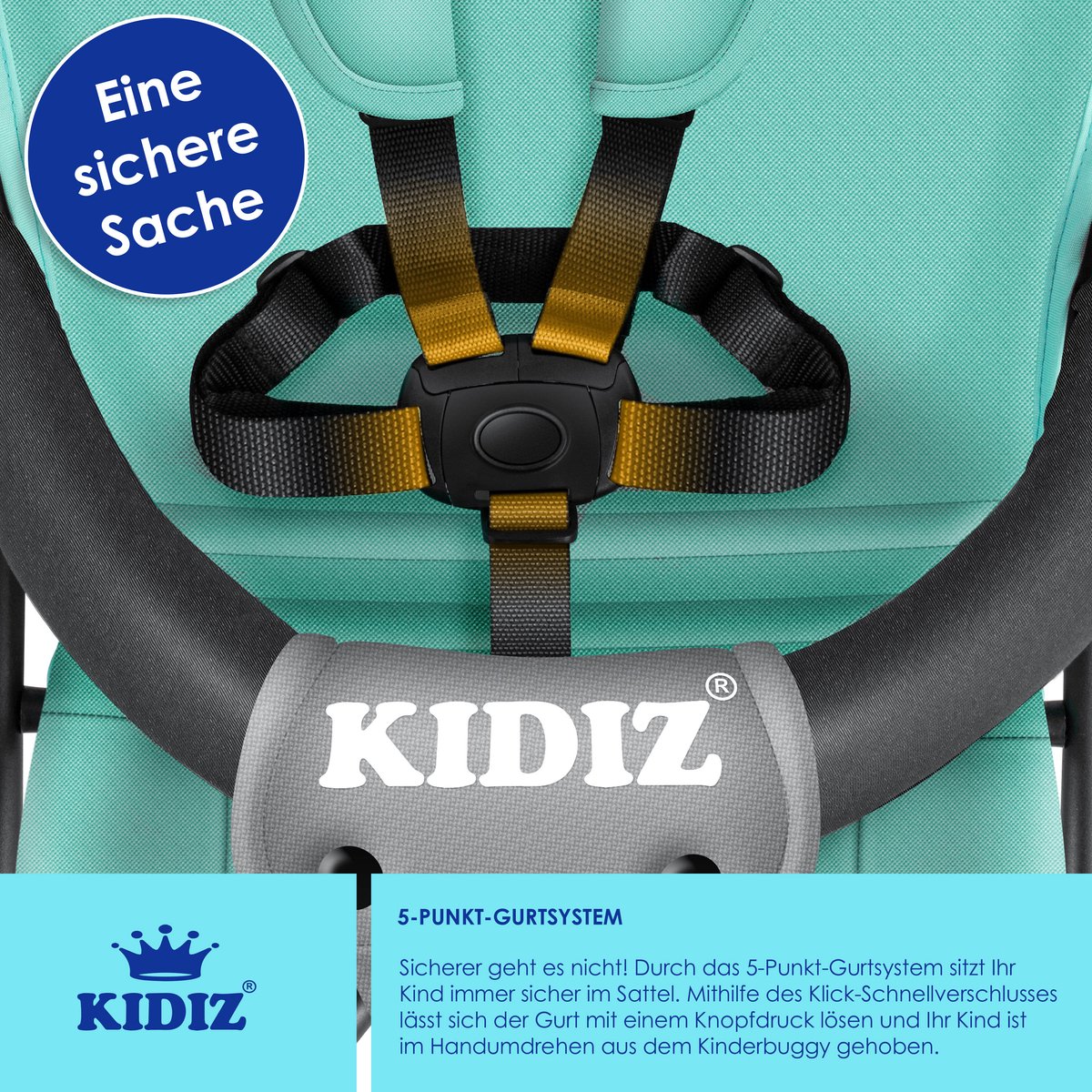 KIDIZ® Kinderwagen - Wandelwagen - Kinderbuggy - Mintgroen