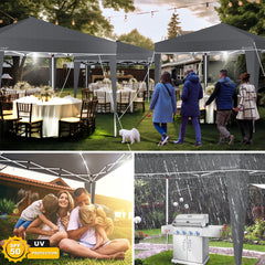 KESSER® Paviljoen 3x3m Tuinpaviljoen weerbestendig & Opvouwbaar met LED-verlichting op zonne-energie & UV-bescherming Inclusief transporttas & Afstandsbediening