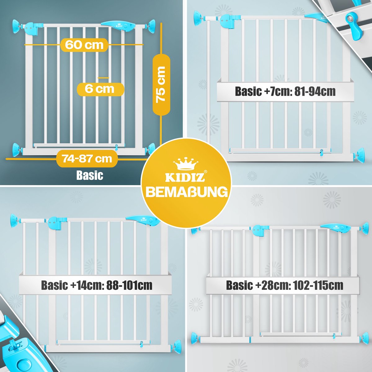 KIDIZ® Traphekje zonder boren - Veiligheidshekje - 74-87cm - Wit