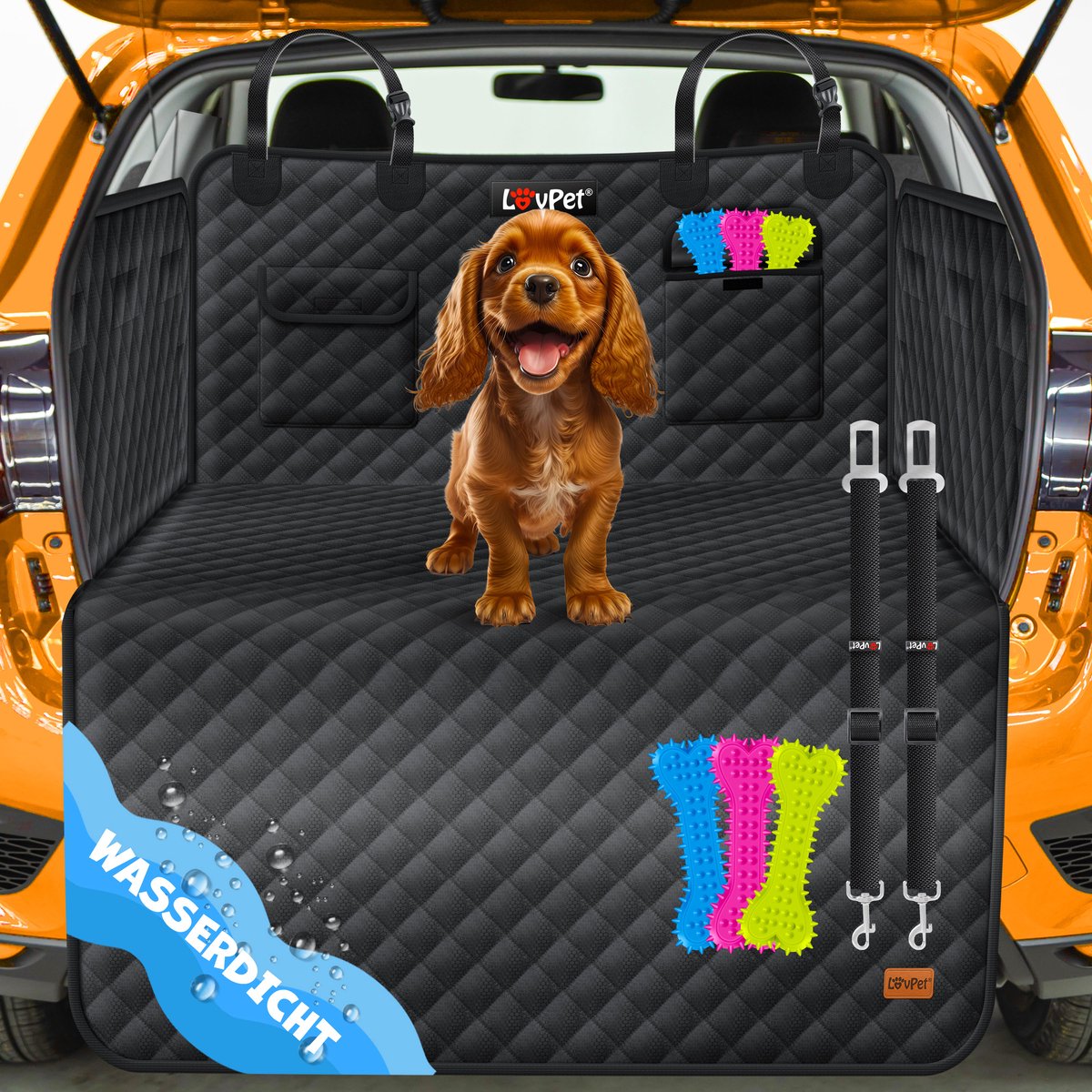 LOVPET® Hondendeken Auto - Waterafstotend - Zwart