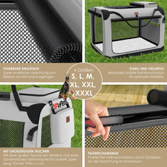 LOVPET® reisBench Hondenbench hondenbox honden transportbox opvouwbaar incl. transportzak hondenbak transportbox voor huisdieren, honden en katten transportbox - XXXL, Lichtgrijs
