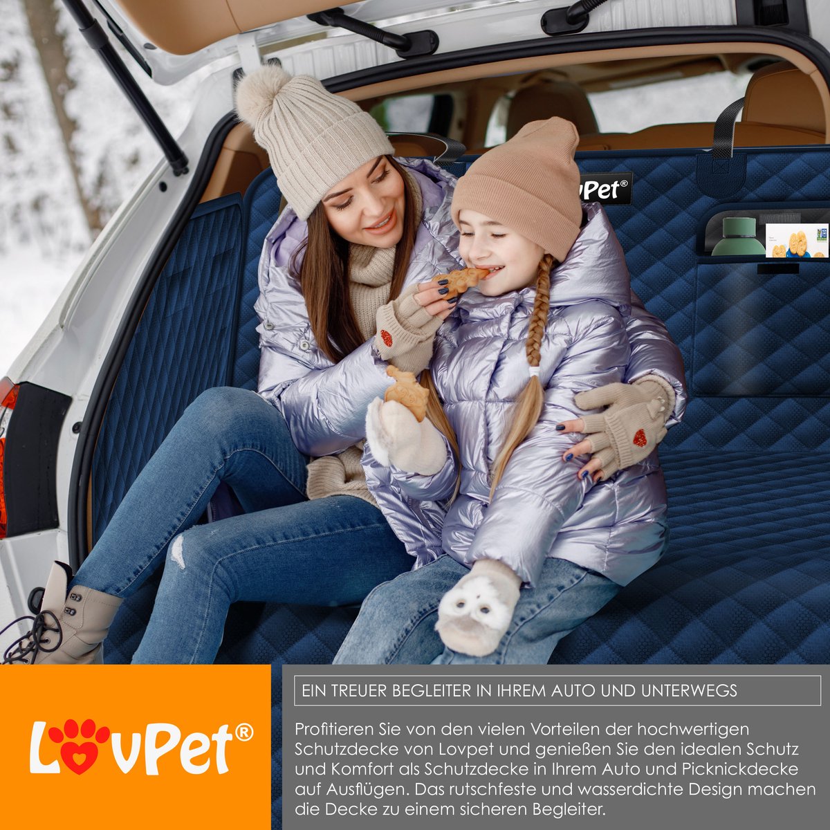 LOVPET® Hondendeken Auto Kofferbak Beschermhoes - Hondenkleed inclusief speelgoed - Waterafstotende en krasbestendige Honden deken - Marineblauw