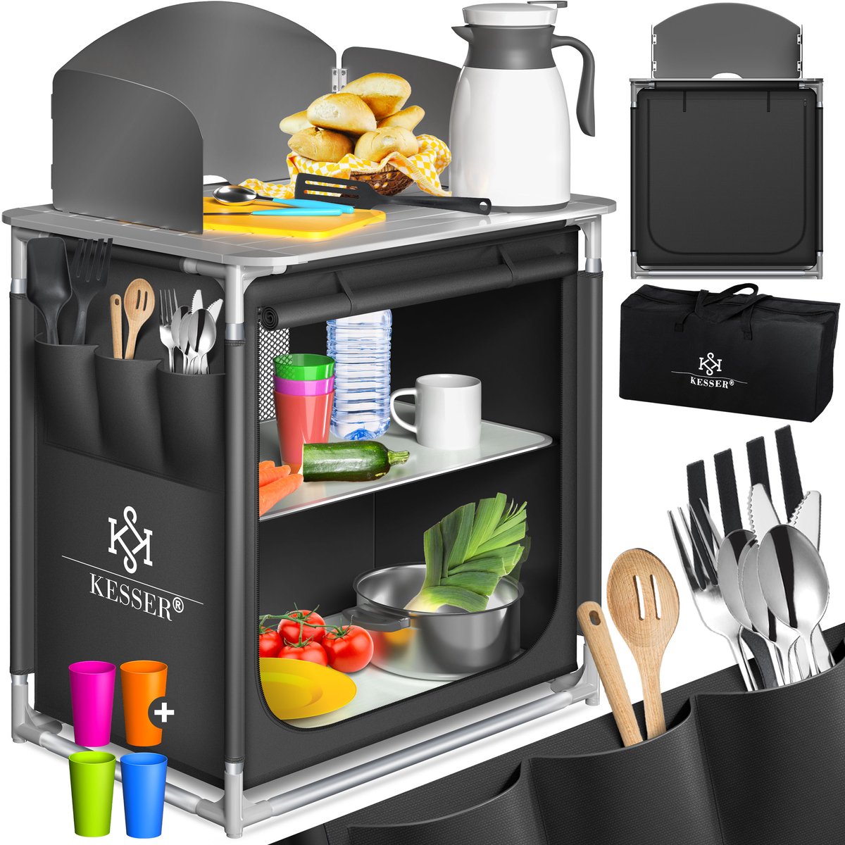 KESSER® Campingkeuken Opvouwbaar - Campingkast inclusief Opbergtas - Kampeerkeuken Kampeerkast