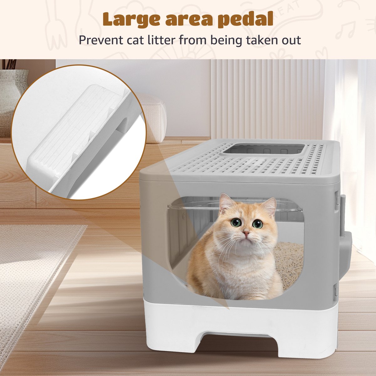 Nobleza Kattenbak met lade - Kattentoilet - 48x38x38cm - Grijs •