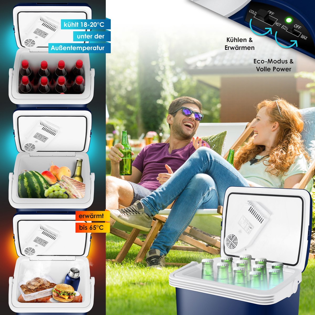 KESSER® Thermo-Elektrische Koelbox – 32L – 12V/230V – Marineblauw •