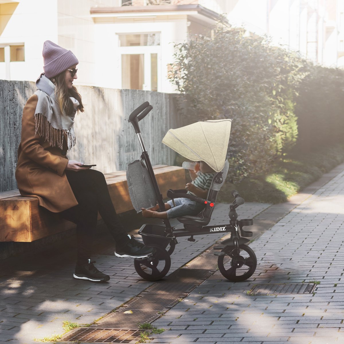 KIDIZ® 5in1 Kinderfiets - Loopfiets - Driewieler - Beige