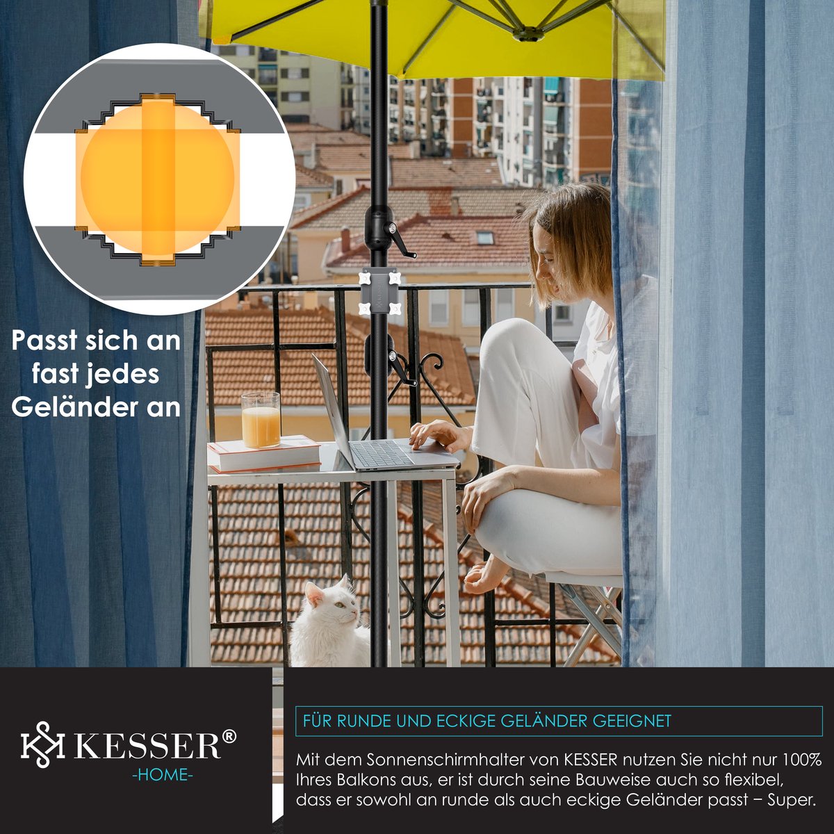 KESSER® Universele Parasolhouder - Ø38mm-Ø48mm - Antraciet