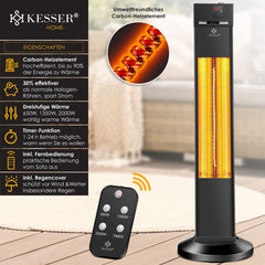 KESSER® Infrarood terrasverwarmer - Infrarood verwarming- 2000W - Zwart